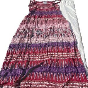 Karin Stevens Vintage 90s Native BOHO Style Long Dress off Shoulder M-L …